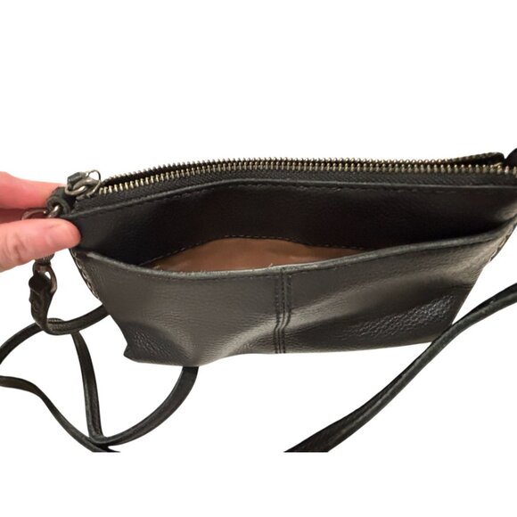 The Sak Black Leather Crossbody Bag Purse Studded Adjustable Removable Strap - Picture 7 of 13